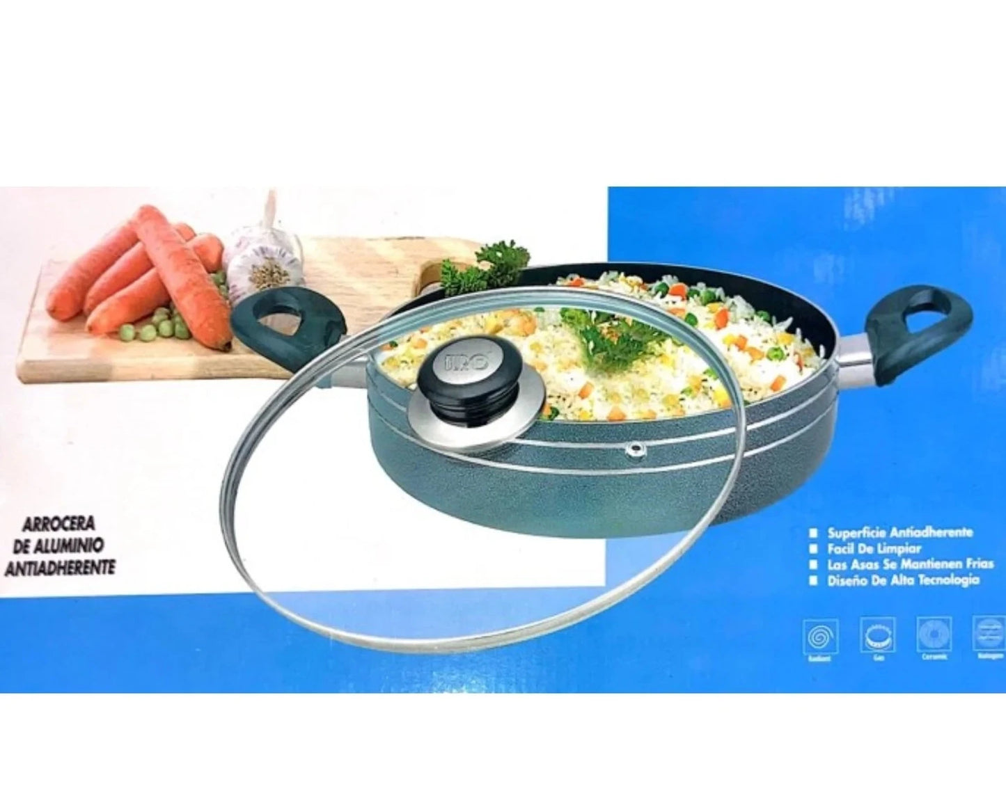 14"Aluminum Pot With Glass Lid