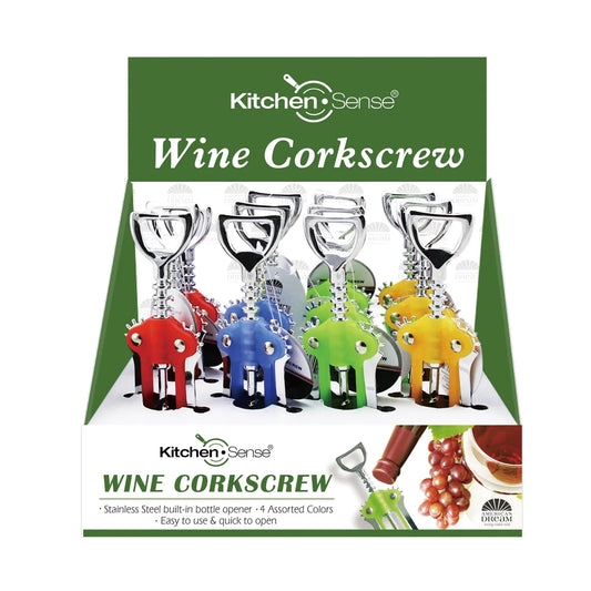 KITCHEN SENSE Wine Corkscrew PDQ Assorted Colors