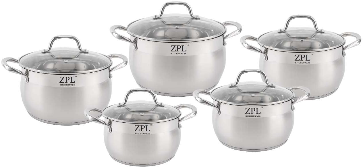ZPL 10 PC Stainless Steel Cookware Ser (2 Set/CS)