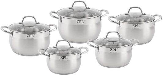 ZPL 10 PC Stainless Steel Cookware Ser (2 Set/CS)