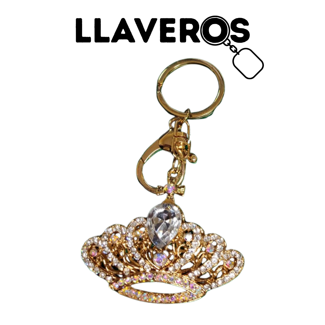 LLAVERO DE METAL Y DIAMANTES