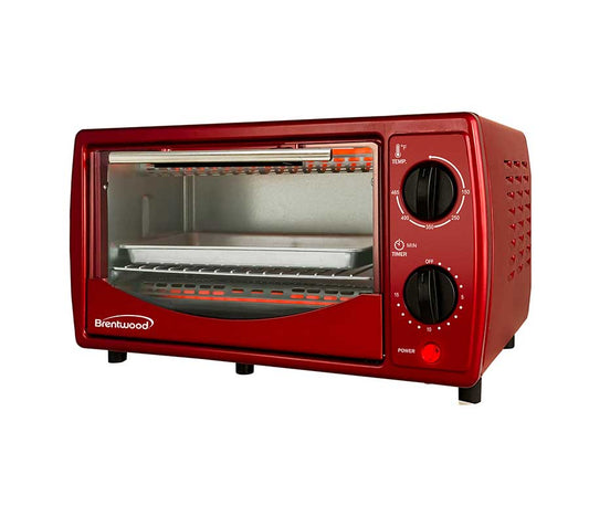 Brentwood TS-345R Stainless Steel 4 Slice Toaster Oven, Ruby Red