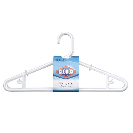 CLOROX PLASTIC HANGER 10PK WHITE