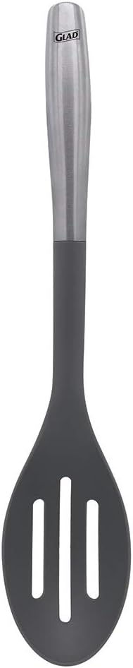 GLAD SLOTTED SPOON NYLON HEAD W SS HANDLE GREY