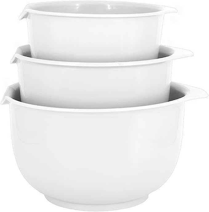 Glad 3pc mixing bowl set 6.5in, 7.5in,8.5in white