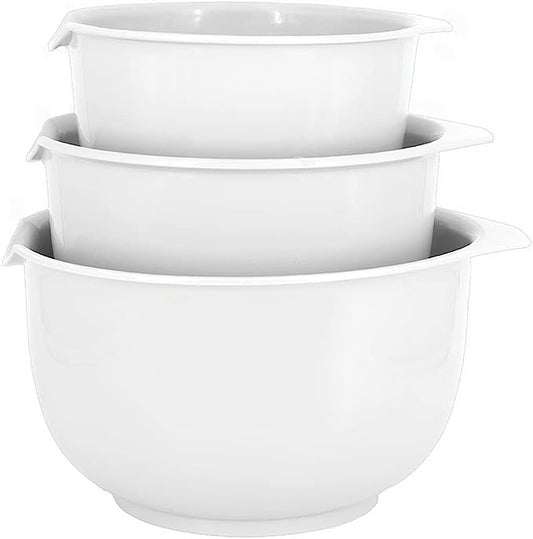 Glad 3pc mixing bowl set 6.5in, 7.5in,8.5in white