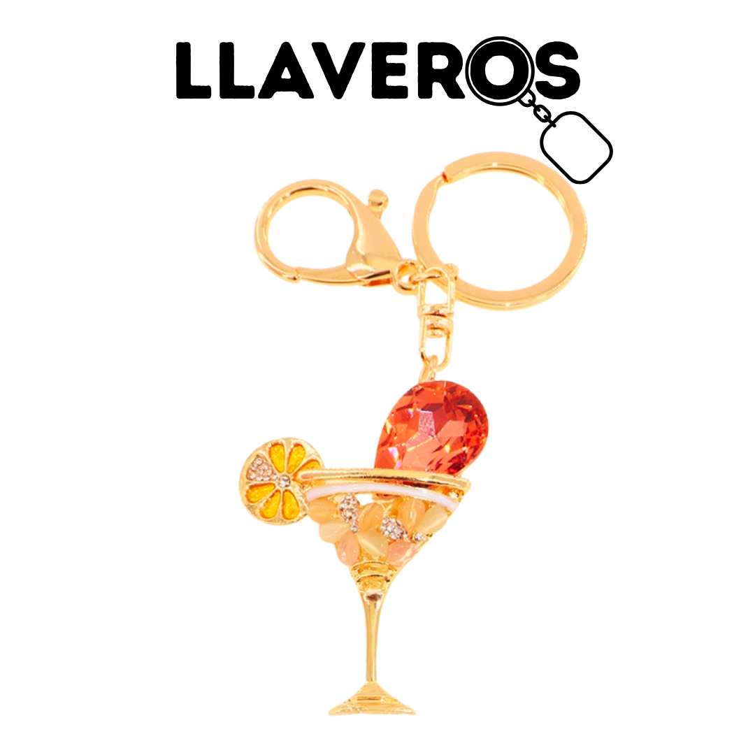 LLAVERO DE METAL Y DIAMANTES