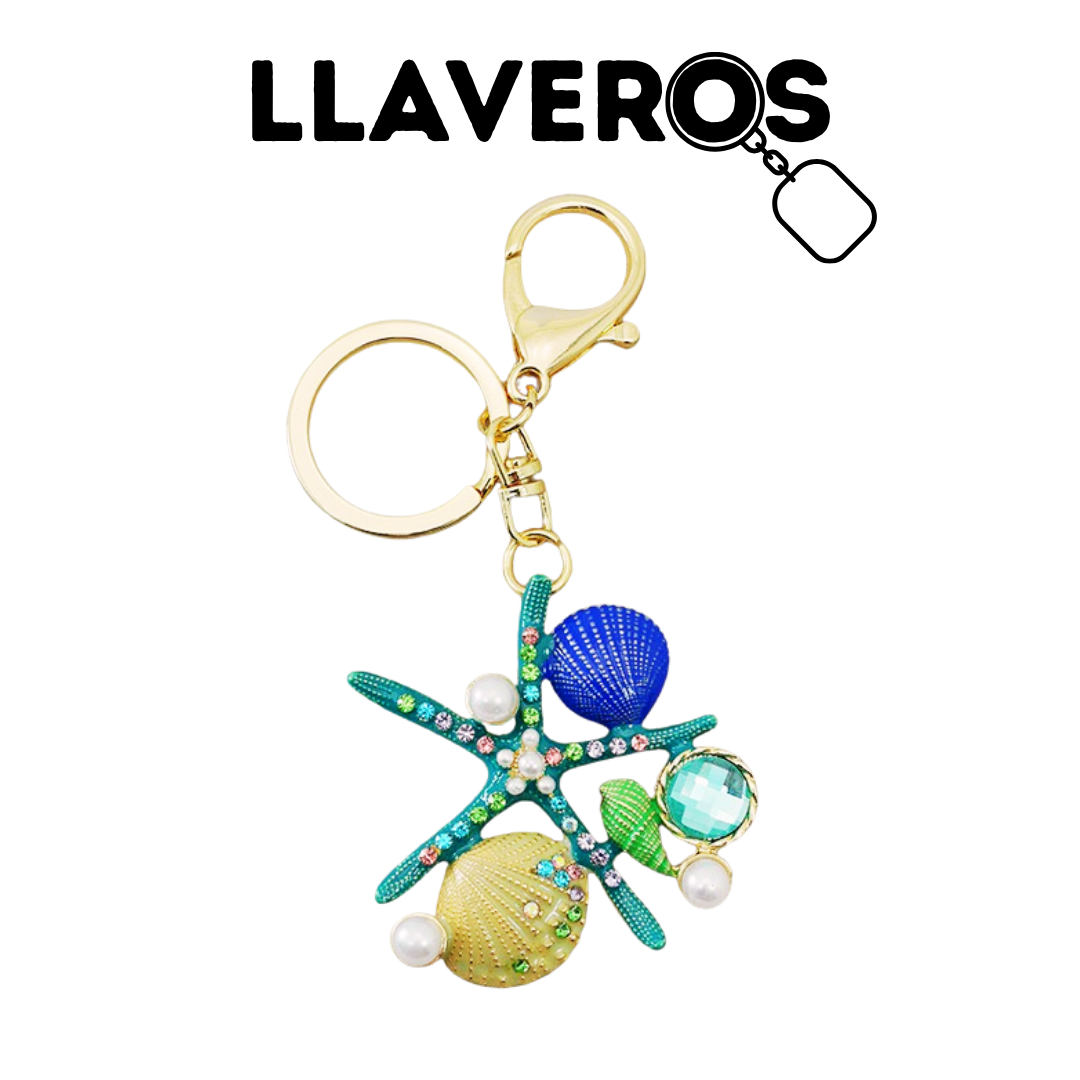 LLAVERO DE METAL Y DIAMANTES