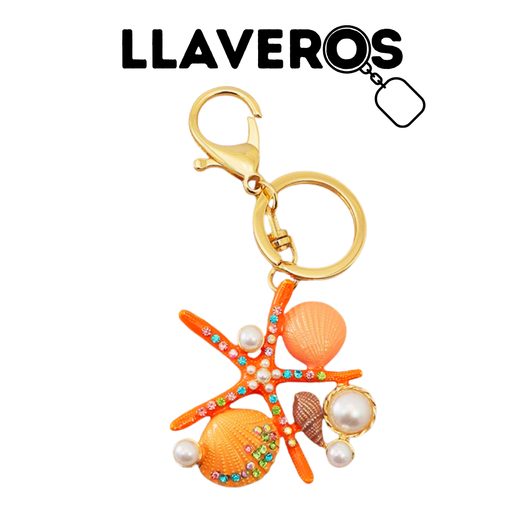 LLAVERO DE METAL Y DIAMANTES