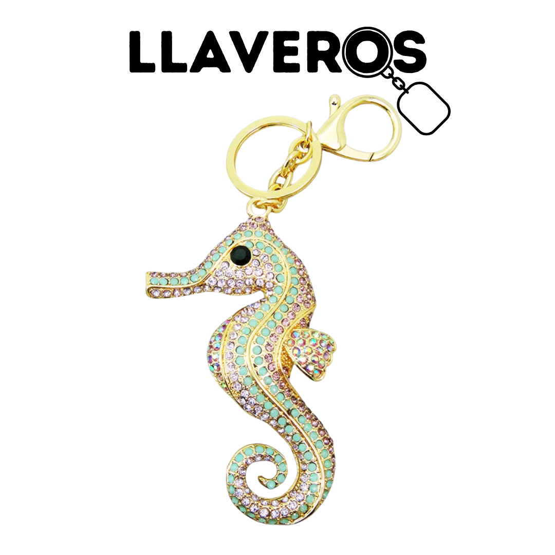 LLAVERO DE METAL Y DIAMANTES