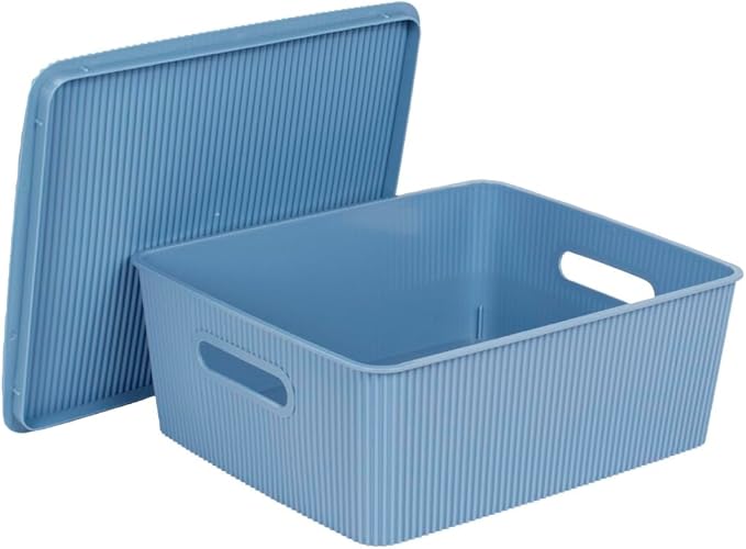 GLAD DORIC STORAGE BASKET W/ LID 12L MARINA BLUE