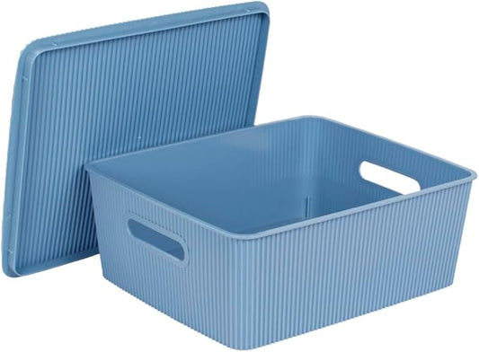 GLAD DORIC STORAGE BASKET W/ LID 12L MARINA BLUE