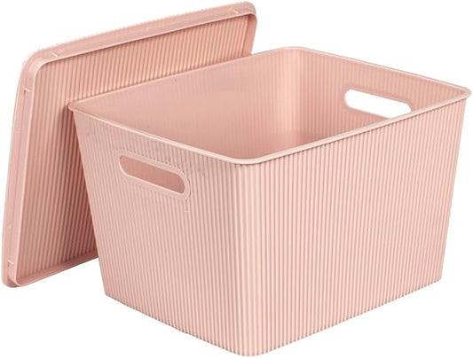 GLAD DORIC STORAGE BASKET W/ LID 18L BLUSH