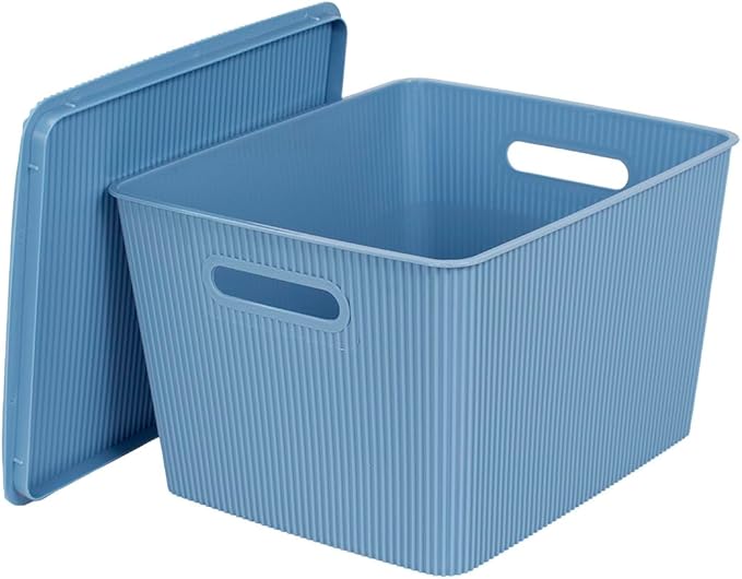 GLAD DORIC STORAGE BASKET W/ LID 18L MARINA BLUE