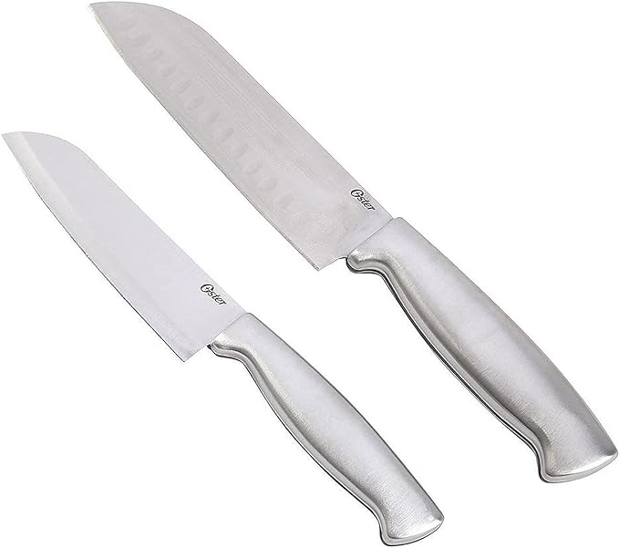 GH BALDWYN 2PC SS SANTOKU KNIFE SET, SS HANDLE - W/ CLAM PACK