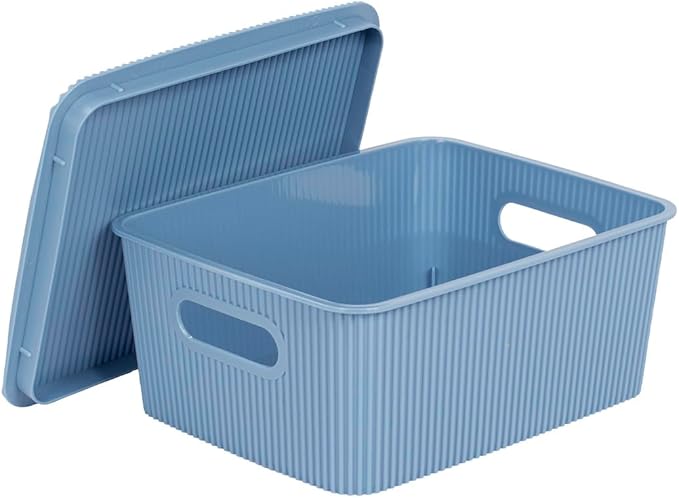 GLAD DORIC STORAGE BASKET W/ LID 4L MARINA BLUE