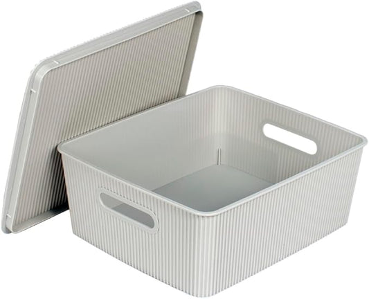 GLAD DORIC STORAGE BASKET W/ LID 12L GREY