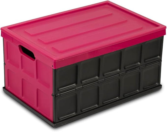GLAD COLLAPSIBLE STORAGE BOX W/ LID 48L GRAPES PURPLE