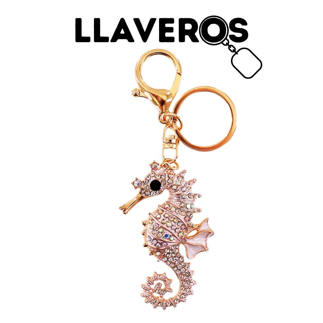 LLAVERO DE METAL Y DIAMANTES