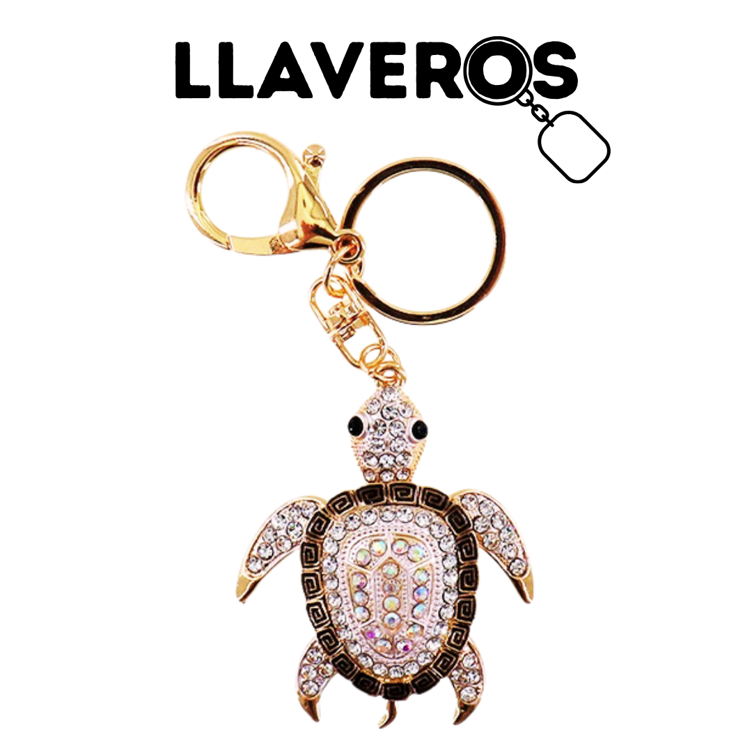 LLAVERO DE TORTUGAS CON DIAMANTES