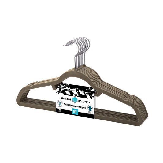 10PC Ivory Non-Slip Velvet Suit Hanger