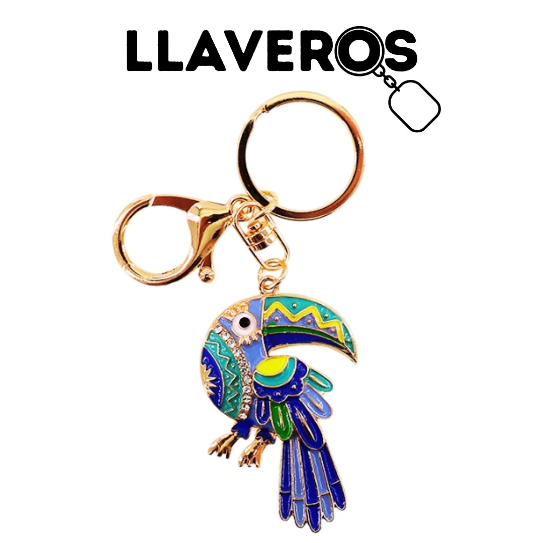 LLAVERO DE METAL Y DIAMANTES