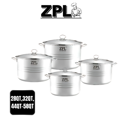ZPL 28Qt-32Qt-44Qt-58Qt S/S CASSEROLE WITH LID 4 PC