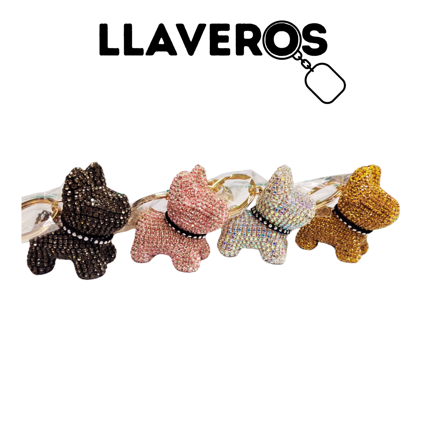 LLAVERO DE PERRO CON DIAMANTES
