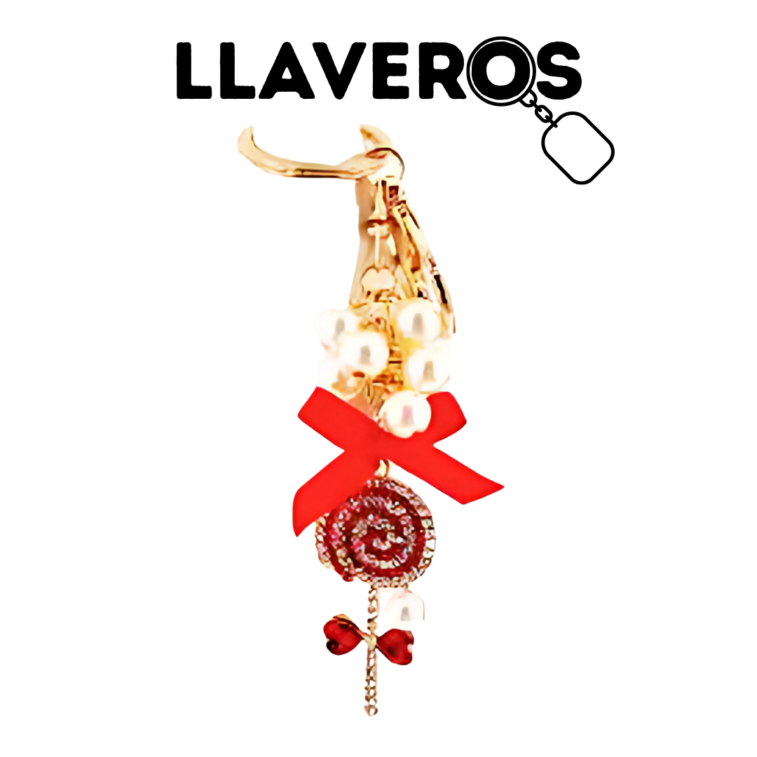 LLAVERO DE METAL Y DIAMANTES