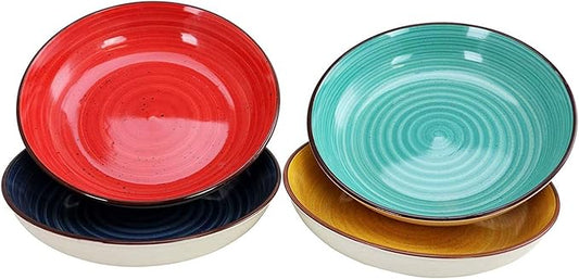GH GIBSON Color Speckle 4 Pc 10.75 In Pasta Bowl Set, 4 Asst Colors, Hp, Stoneware