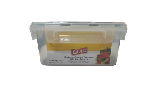 GLAD FOOD STORAGE CONTAINER RECT. 600ML/2.5CUP
