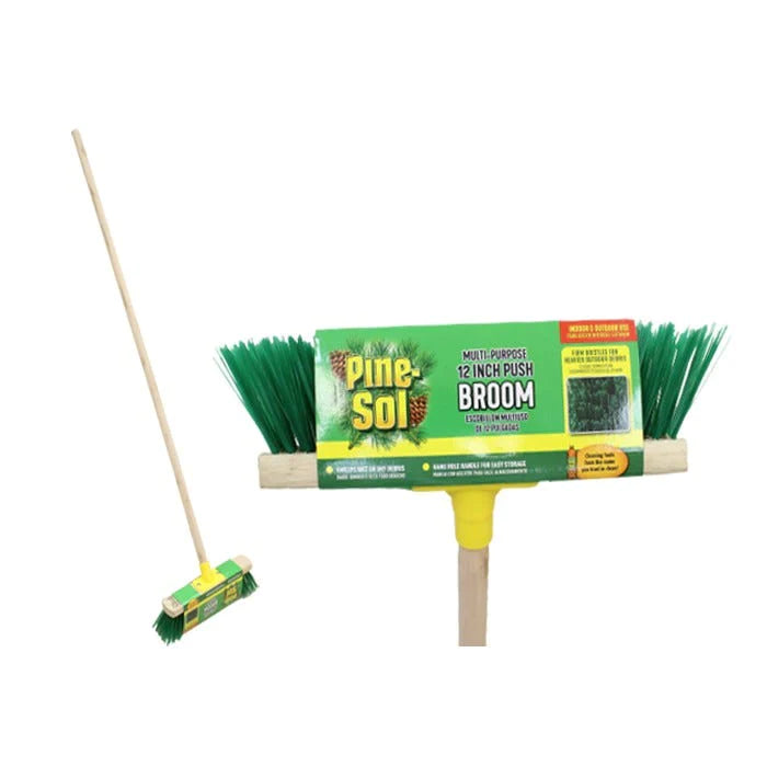 PINE-SOL PUSH BROOM 12IN WOOD HANDLE