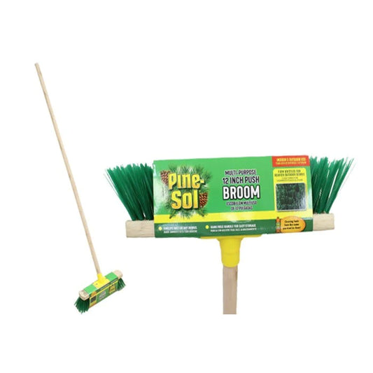 PINE-SOL PUSH BROOM 12IN WOOD HANDLE