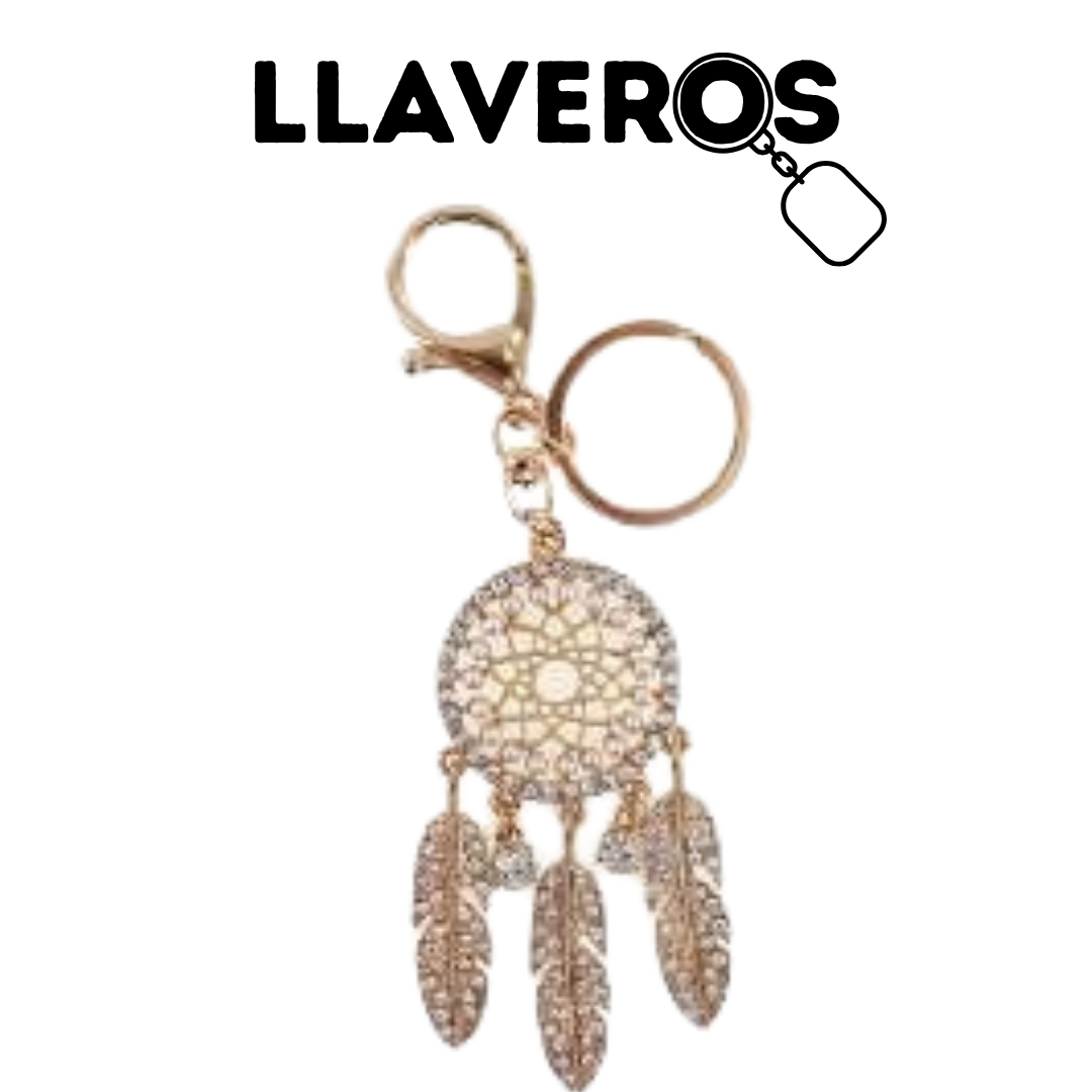 LLAVERO DE METAL Y DIAMANTES