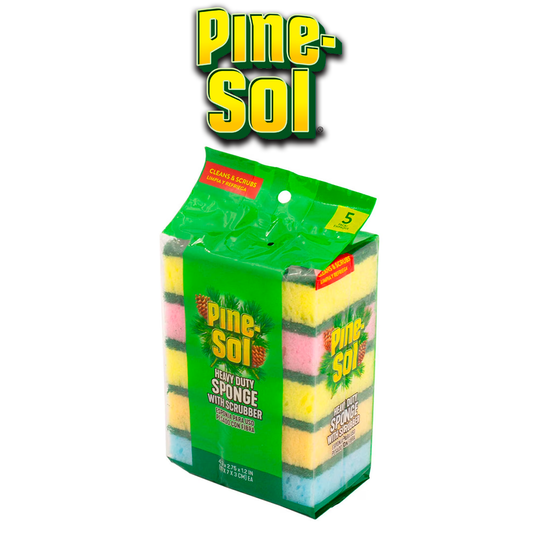 PINE-SOL SPONGE W/ SCRUBBER  ASSTD CLR 5PK