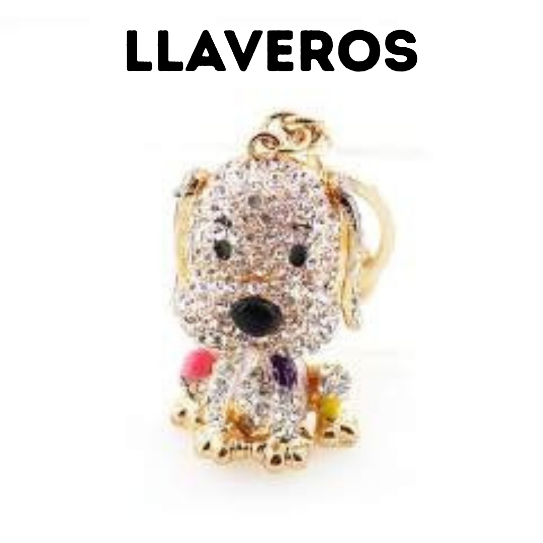 LLAVERO DE PERRITO CON DIAMANTES DE IMITACIÓN