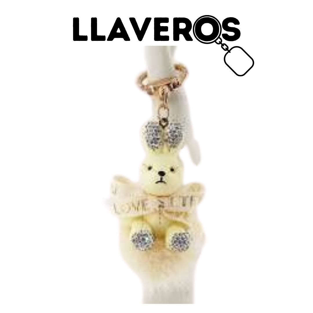 LLAVERO CONEJITO CON POMPÓN PELUCHE