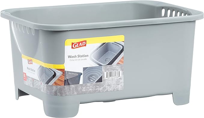 GLAD MULTI PURPOSE  WASH BASIN W/ DRAINER GREY
