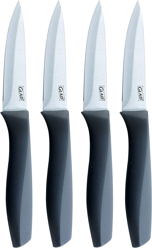GLAD TPR HANDLE PARING KNIFE SET 4PC GRAY