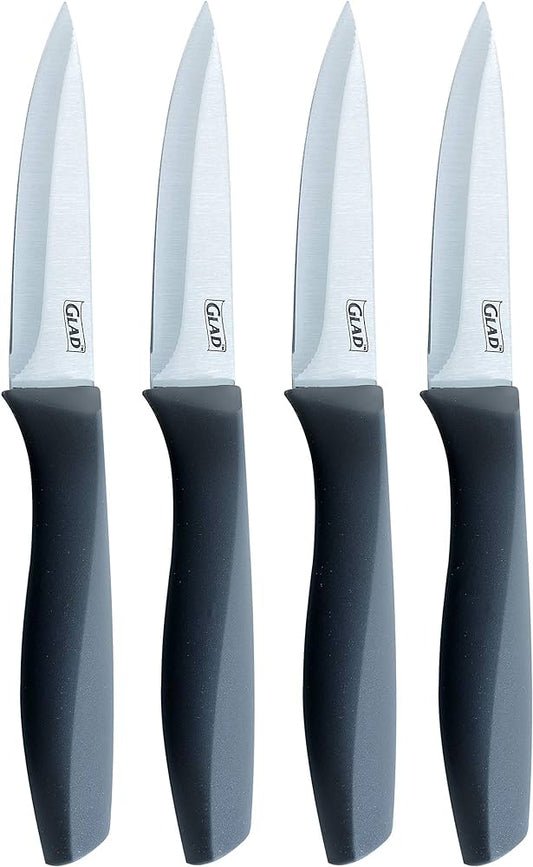 GLAD TPR HANDLE PARING KNIFE SET 4PC GRAY