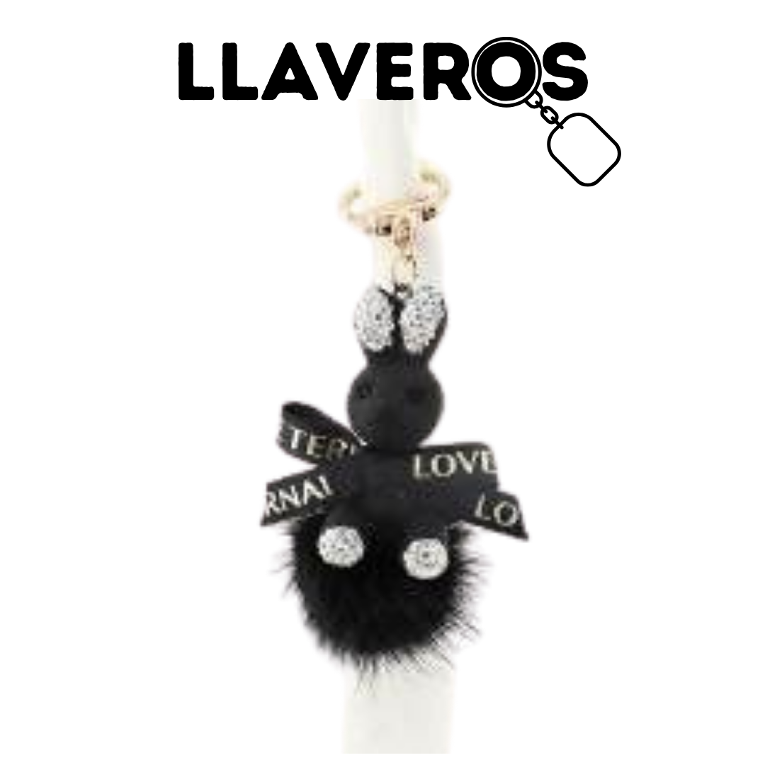 LLAVERO CONEJITO CON POMPÓN PELUCHE