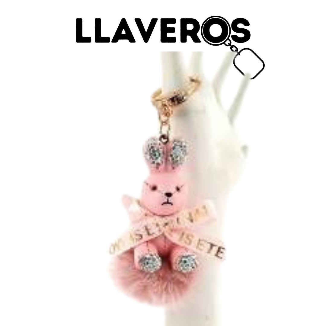 LLAVERO CONEJITO CON POMPÓN PELUCHE