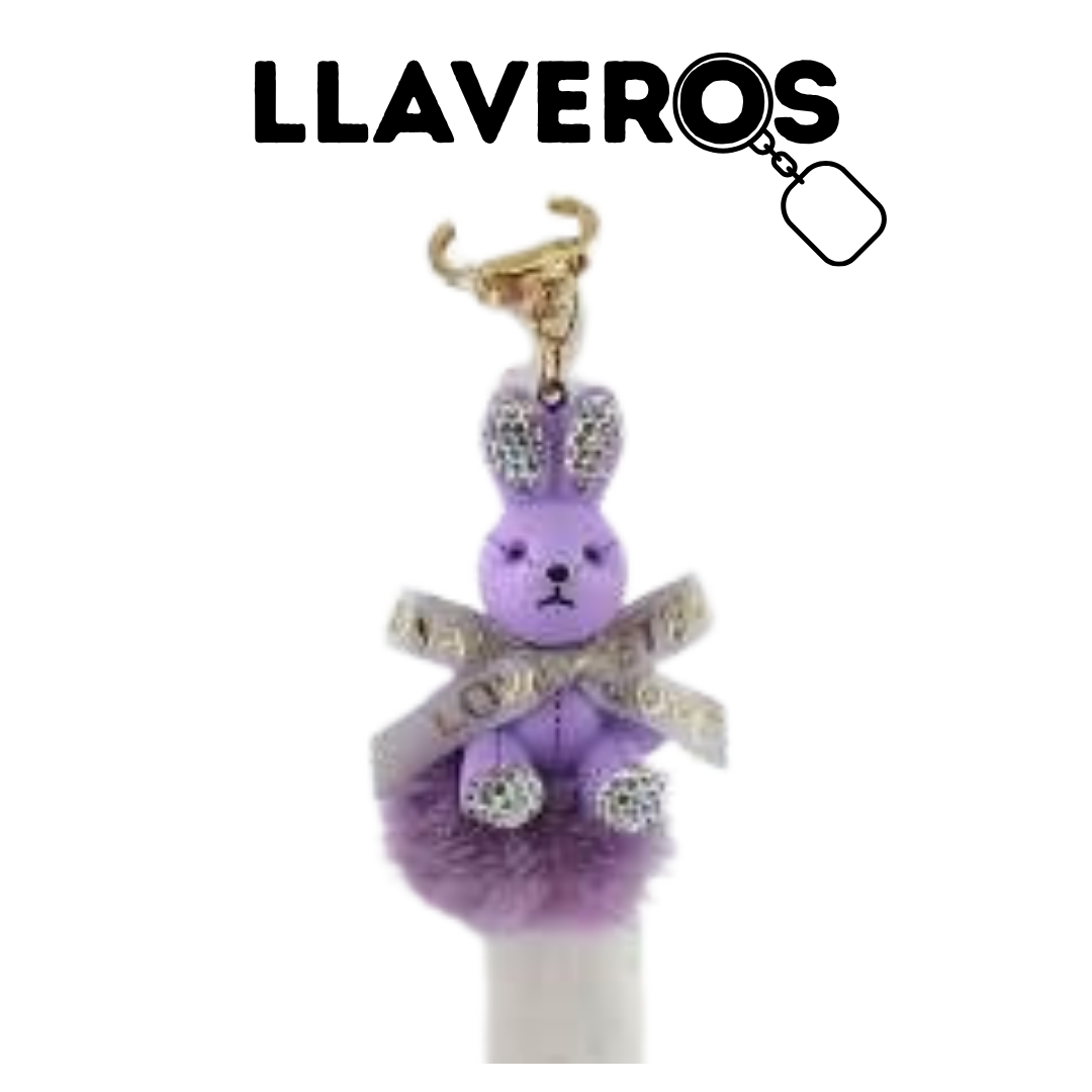 LLAVERO CONEJITO CON POMPÓN PELUCHE