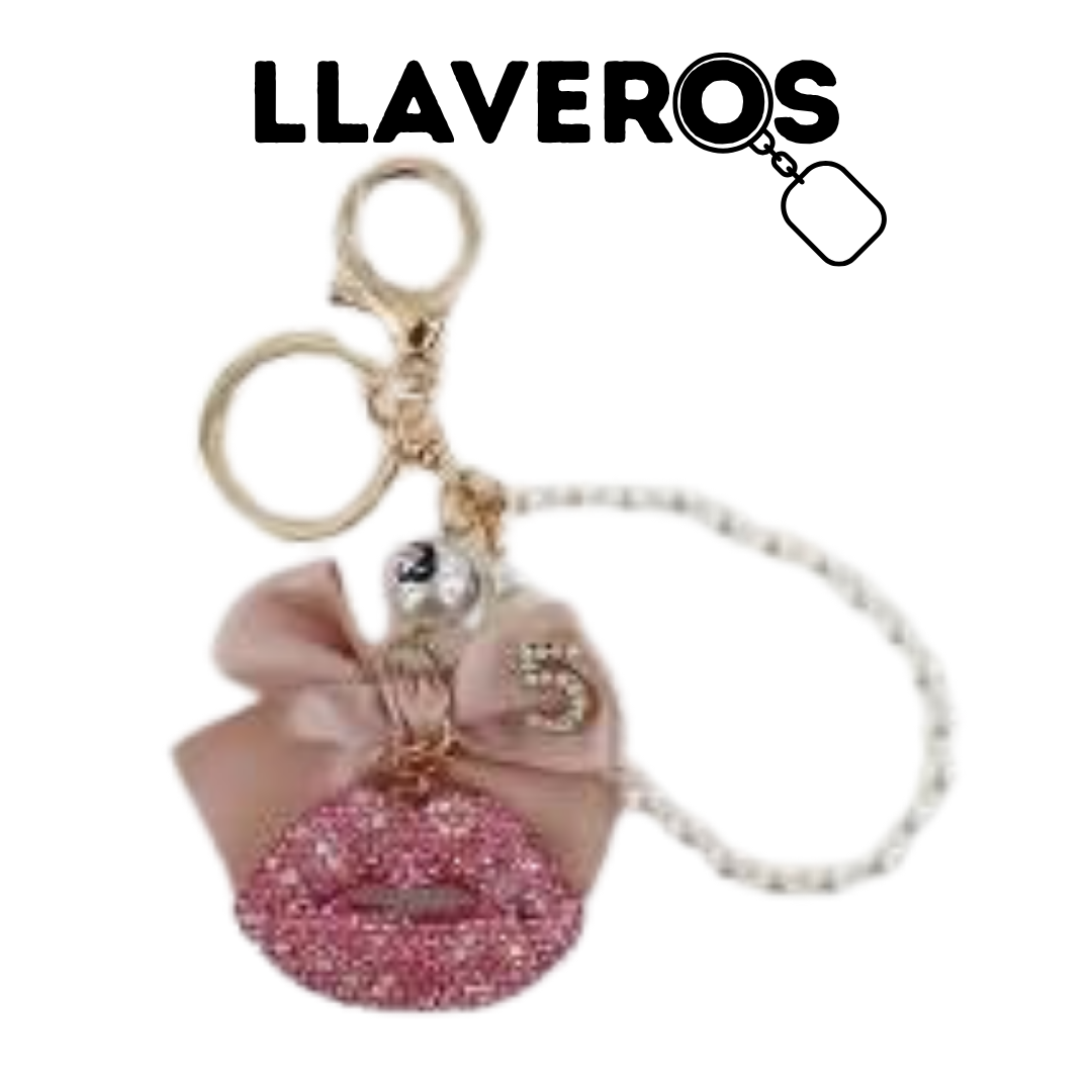 LLAVERO CON LABIOS DE DIAMANTES DE IMITACIÓN