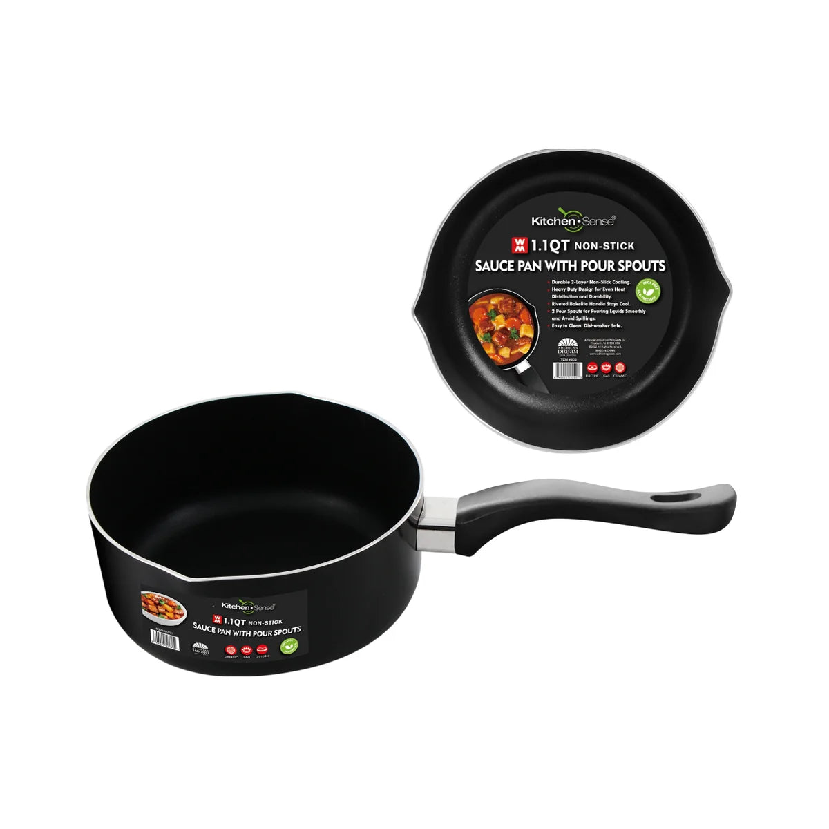 KitchenSense 1.1 Qt Sauce Pan w/ 2 Pour Spouts