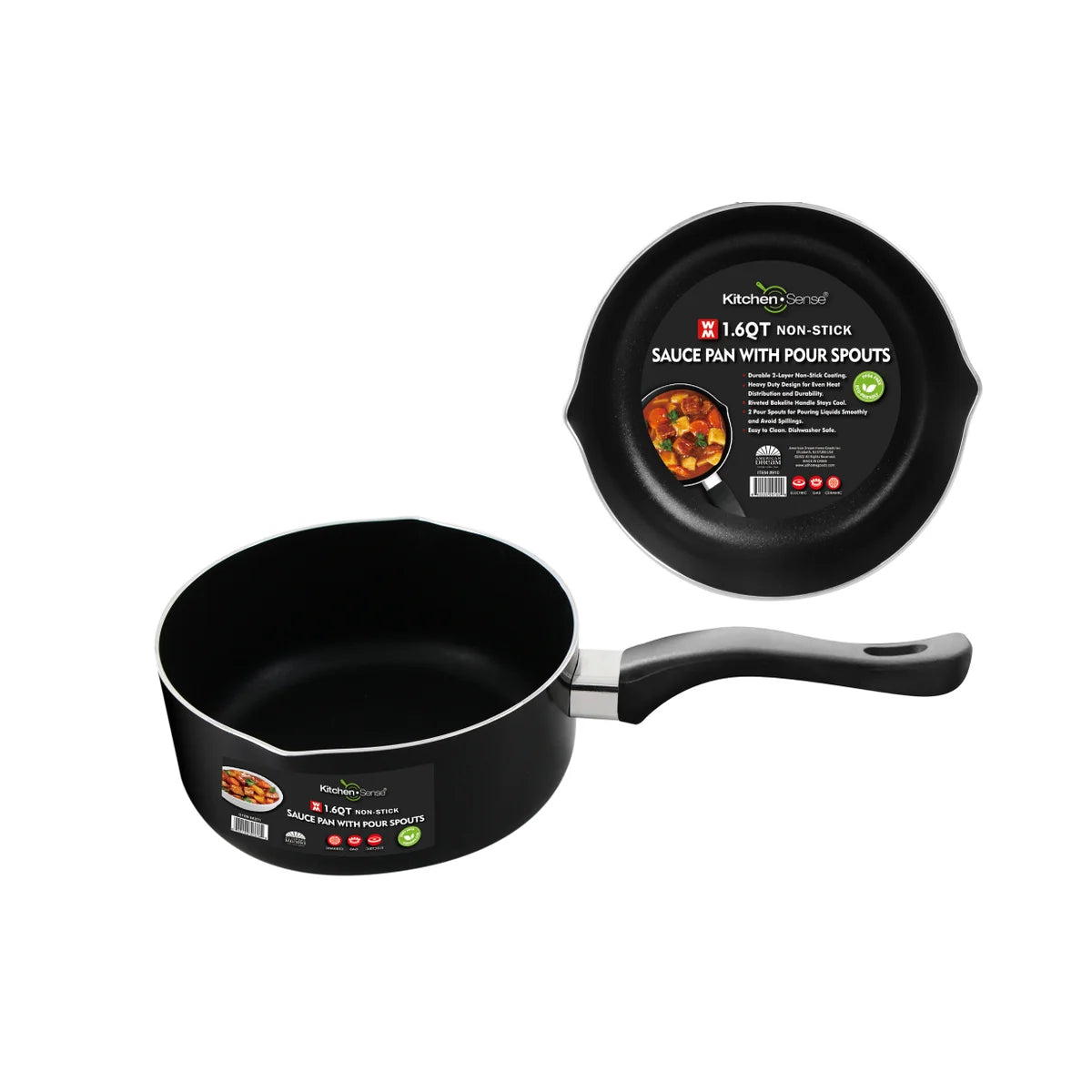 KITCHEN SENSE 1.6 Qt Sauce Pan w/ 2 Pour Spouts