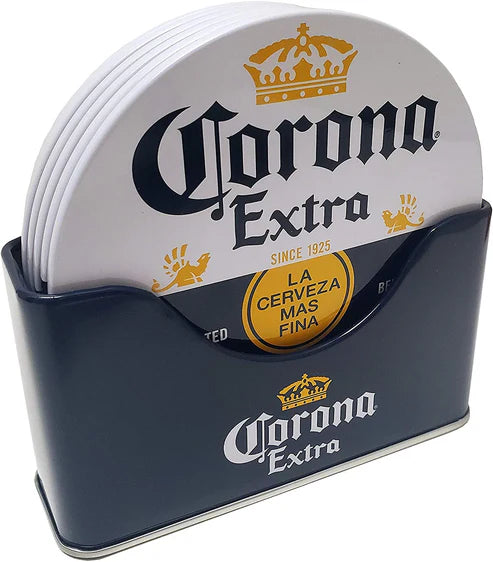 RYB 6 PC Corona Coaster With Standing Metal Holder