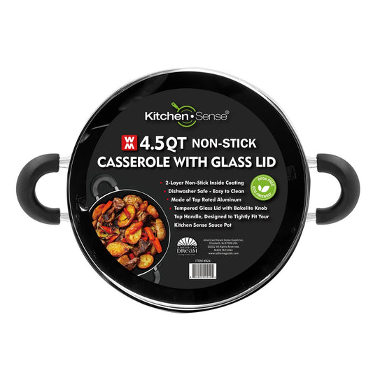 KITCHEN SENSE 4.5Qt CASSEROLE WITH GLASS LID