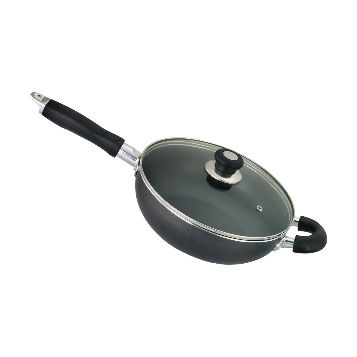 KITCHEN SENSE 5.5Qt Non-Stick Wok with Glass Lid