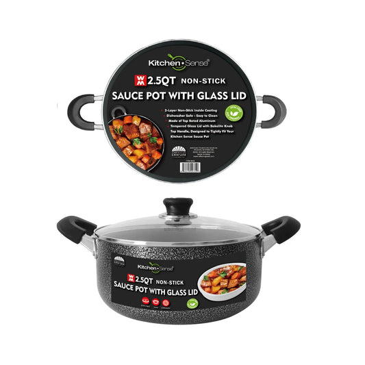 KITCHEN SENSE 2.5Qt NON-STICK SAUCE POT W/GLASS LID